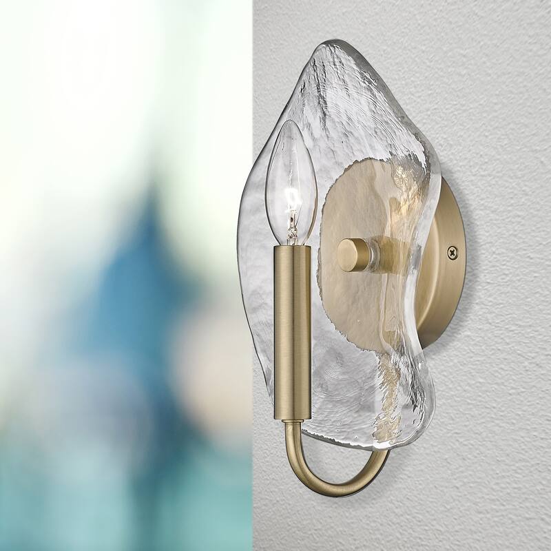 Samara 7" Wide 1-Light Wall Sconce with Hammered Glass Shade
