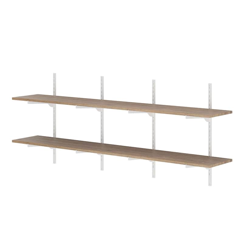 Wallniture Turin 60" Floating Shelves, Wall Bookshelf, Wood Shelf with Adjustable Brackets, Farmhouse, Tier & Finish Options