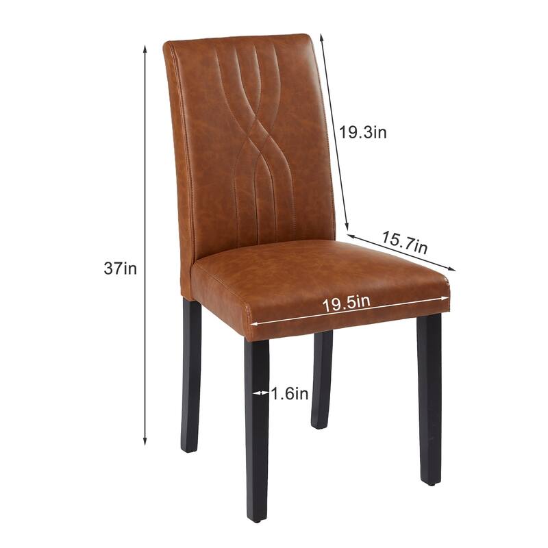 Javlergo Set of 2 High Back Dining Chairs PU Leather or Linen Upholstery Density Foam for Dining Room Kitchen Living Room