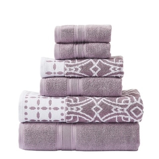 purple and gray bath towels