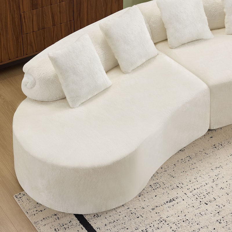 Modern And Simple Curved Flannelette Sofa.Creative Multi-Seater,With A Combination Of Pillows