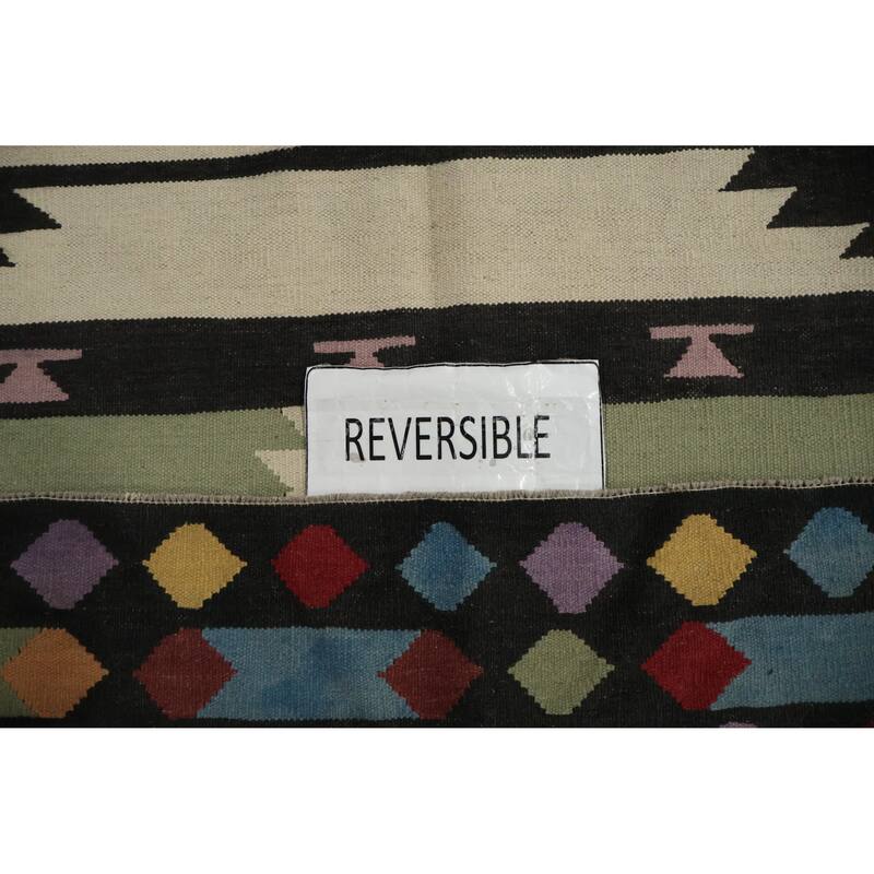 Hand Woven Oriental 100% Wool Carpet Southwestern Tribal Multi-Colored Kilim Area Rug - 10' 4'' X 8' 2''