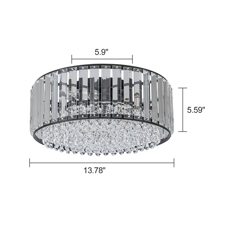 Modern 3-Light Crystal Hallway Flush Mount Ceiling Light Entryway Chandelier - W13.78"