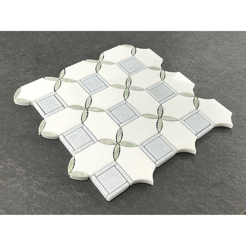 Water Jet Marble Novelty Mosaic Wall & Floor Tile - Case (10 Sheets)