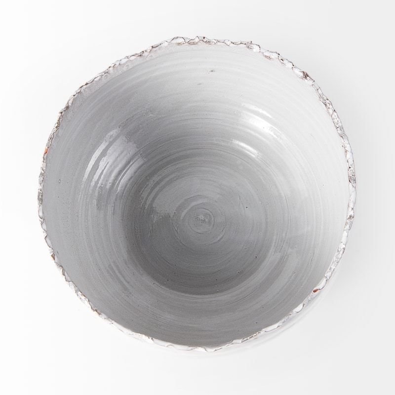 Larsen White Ceramic Large Decorative Bowl