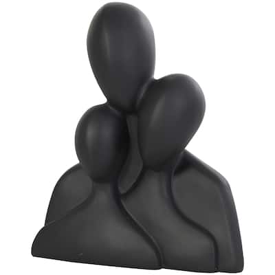 Polystone People Nesting Family 3 Head Decorative Sculpture - Black - Roche River Decor