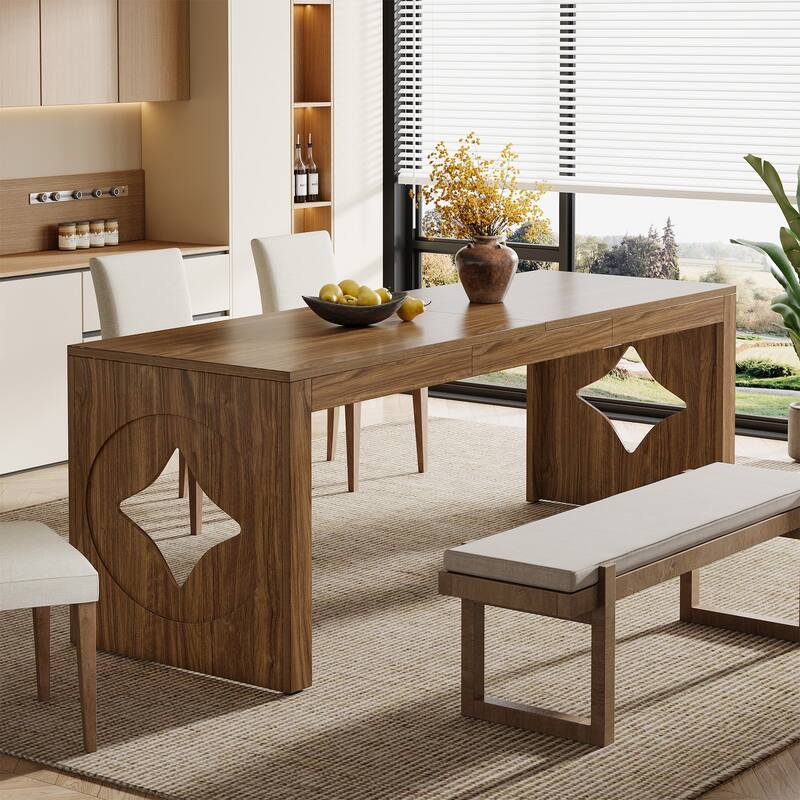 78.74" Long Wooden Dining Table for 6-8, Rectangular Kitchen Table