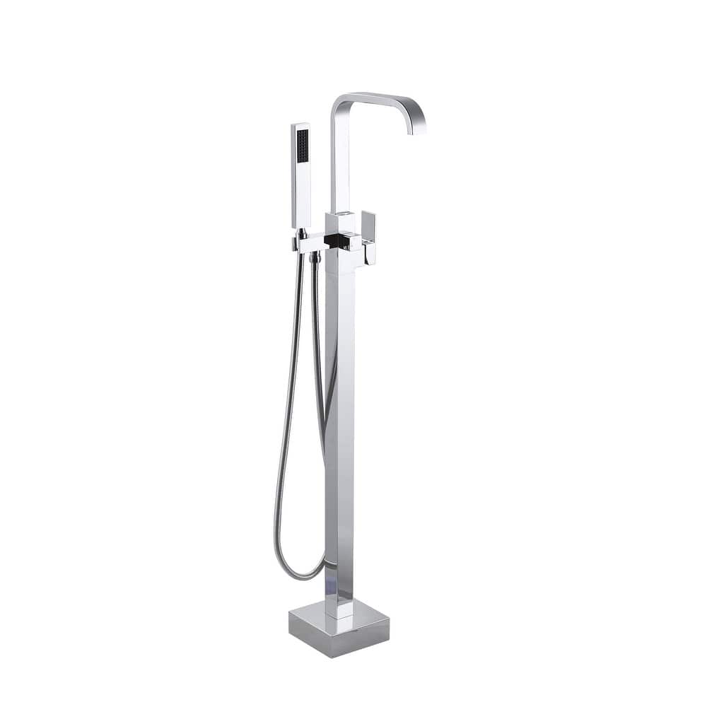 WOWOW Waterfall Single-Handle Freestanding Tub Faucet with Hand Shower