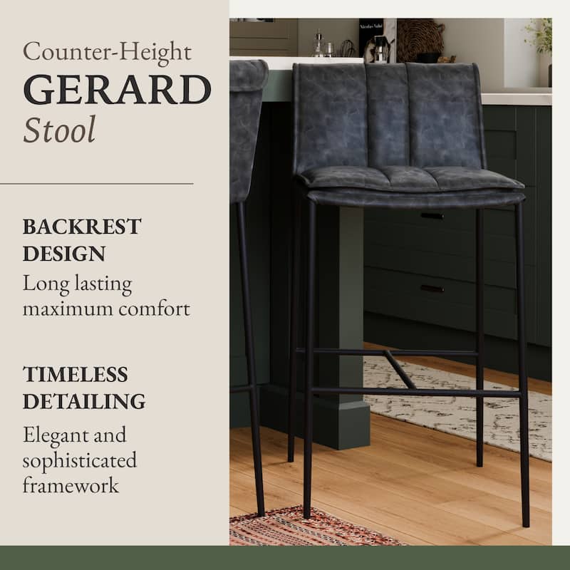 Maven Lane Gerard Bar Metal & Vegan Leather Kitchen Dining Stool