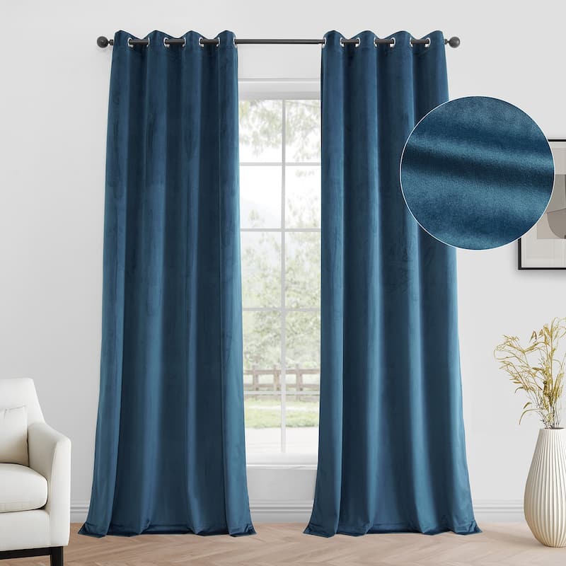 Exclusive Fabrics Simply Velvet Grommet Room Darkening Curtains for Bedroom & Living Room Curtains Pair (2 Panels))