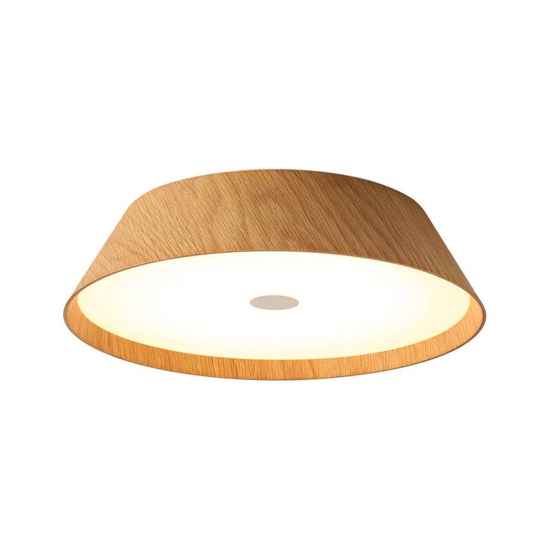 Scandinavian Wood Style Dimmable LED Flush Mount Ceiling Light 13.2in