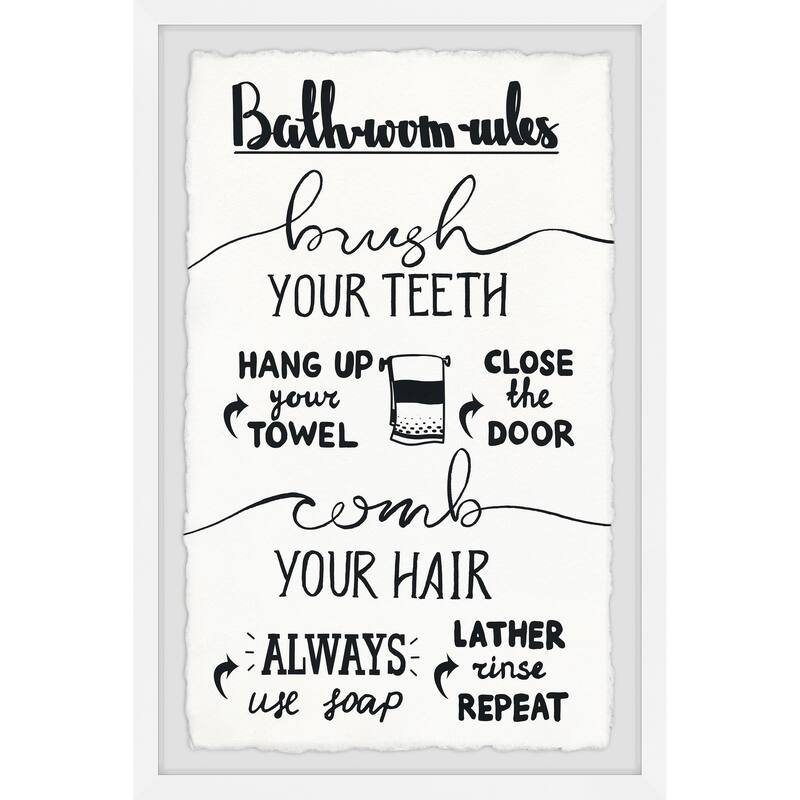 'Follow Bathroom Rules' Framed Painting Print Bed Bath & Beyond