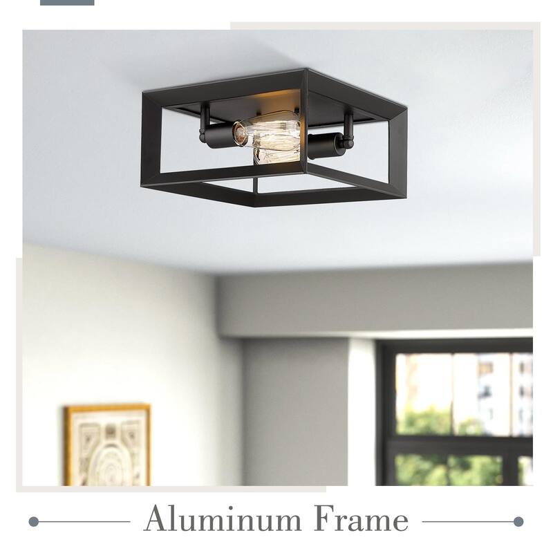 2-Light Modern Flush Mount Light Fixture