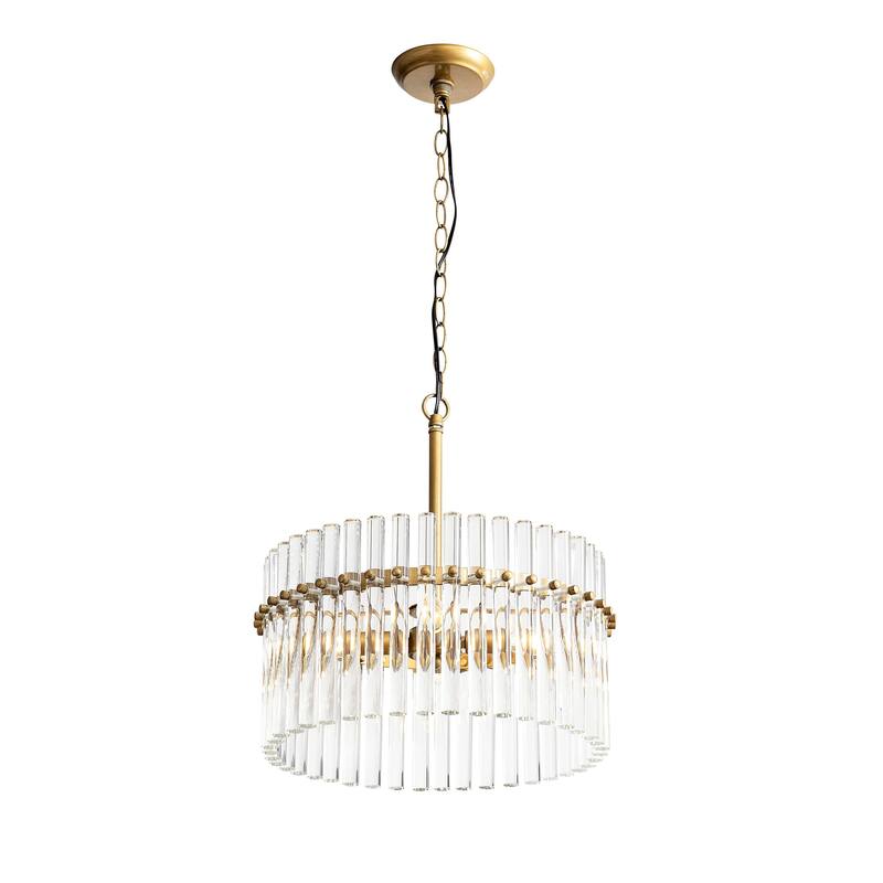 Casandra 4-Light Brushed Brass Crystal Chandelier - 16.1 inches in diameter x 18.4 inches H