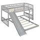 preview thumbnail 13 of 11, Grey Kids Bed Bunk Bed with Slide and Ladder, Twin Over Twin size