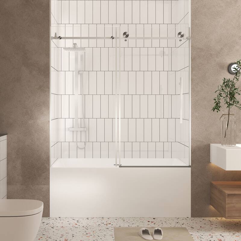 60"W x 60" H Frameless Shower Door with 1/4 "Tempered Glass,Handle