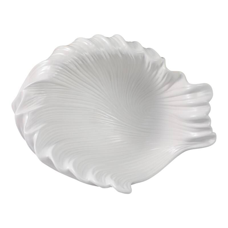Decorative Ceramic Shell Bowl - 16", White - 16.0"