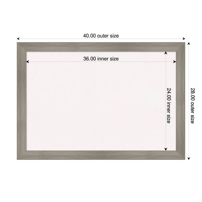 Grand Greywash Narrow Framed Cork Board - Bulletin Board, Organization Board, Pin Board - White - 40 x 28 in