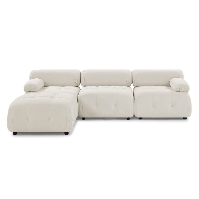Modular Sectional Sofa, Velvet Button Tufted Designed & DIY Combination, L-Shaped Couch with Reversible Ottoman for Living Room