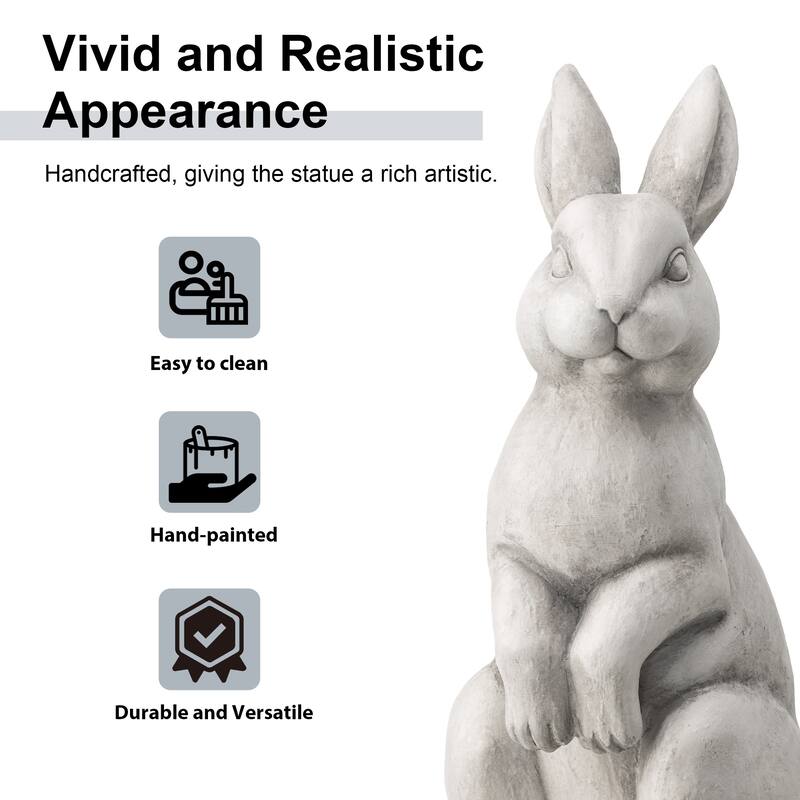 Glitzhome MgO Standing Rabbit Bunny Garden Statue Outdoor Indoor