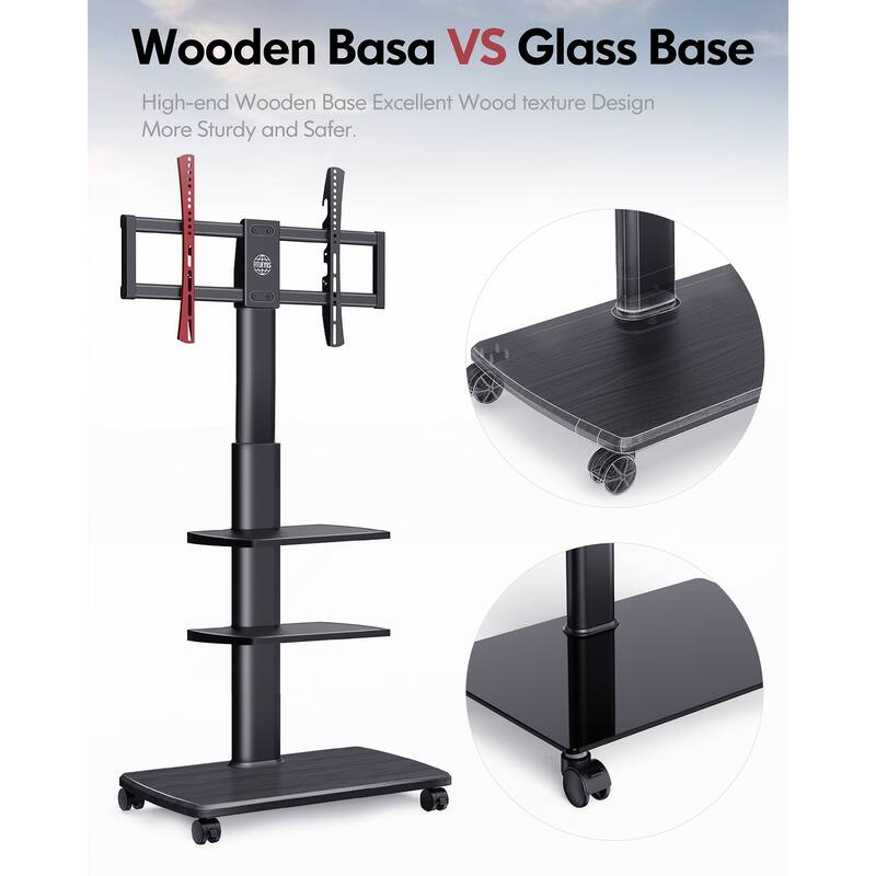 FITUEYES Mobile TV Stand with Wheels, Tall TV Floor Stand Cart with Mount for 32 to 70 Inch Flat Screen TVs, Home Office