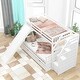 preview thumbnail 3 of 7, White Twin Over Full Bunk Bed with Two Drawers and Storage Staircase, Slide, High Guardrail, Ladder