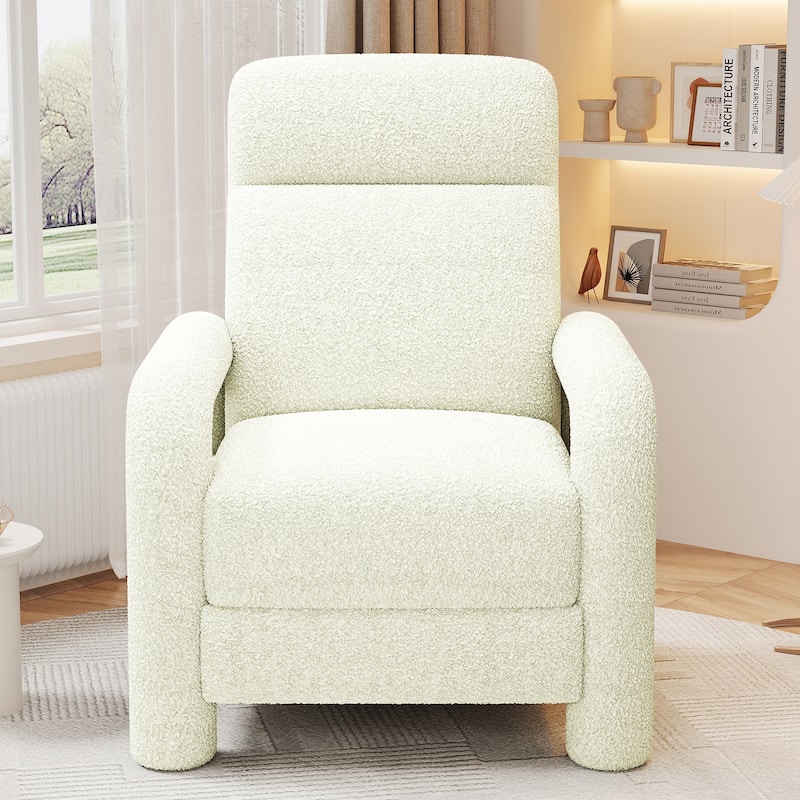 31.25" Push Back Recliner Armchair Upholstered Recliner Chair Single Sofa with Adjustable Backrest for Living Room, Light Grey