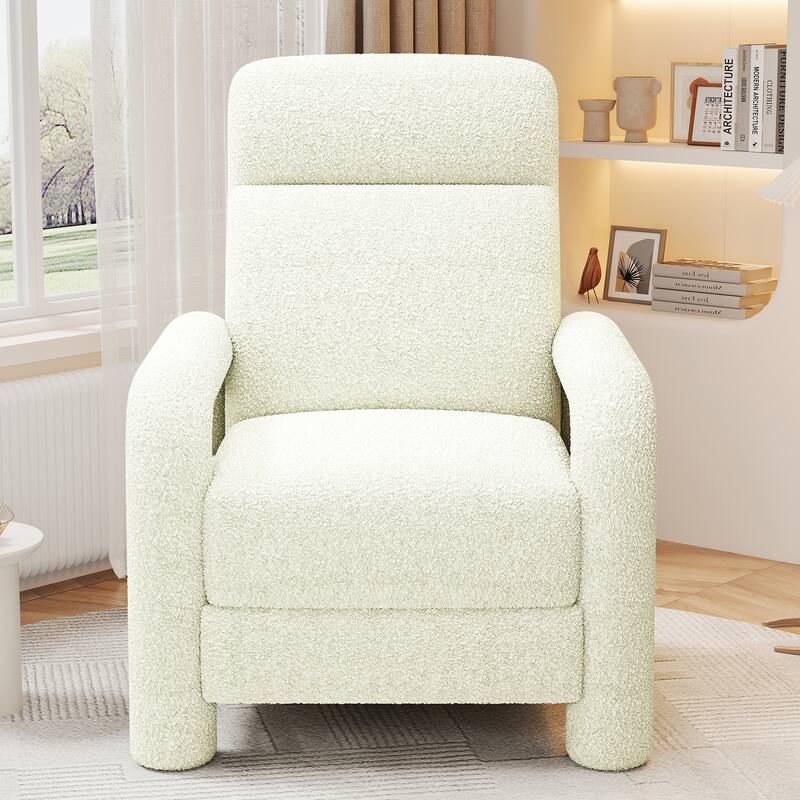 Push Back Recliner Armchair, 31.25" Teddy Upholstered Single Sofa Chair with 3-Position Adjustable Backrest for Living Room