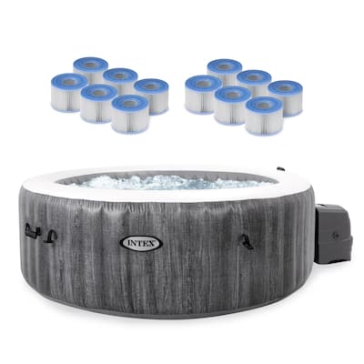 Intex PureSpa Plus Greywood Inflatable Hot Tub Jet Spa with Filter Cartridges - 113