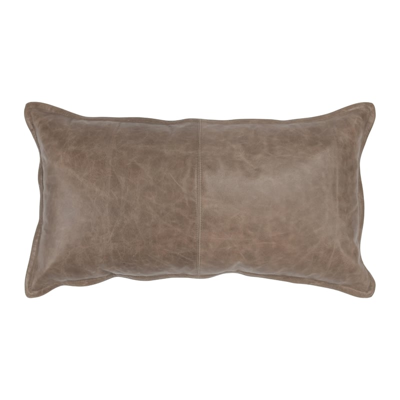 Kosas Home Cheyenne 100% Leather Throw Pillow, Taupe