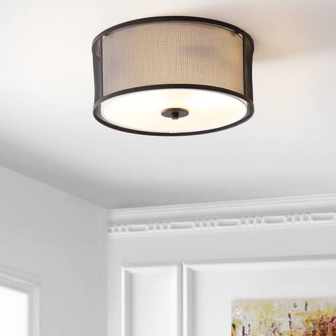 SAFAVIEH Lighting Layne Brass LED Flush Mount - 14" x 14" x 6.3"