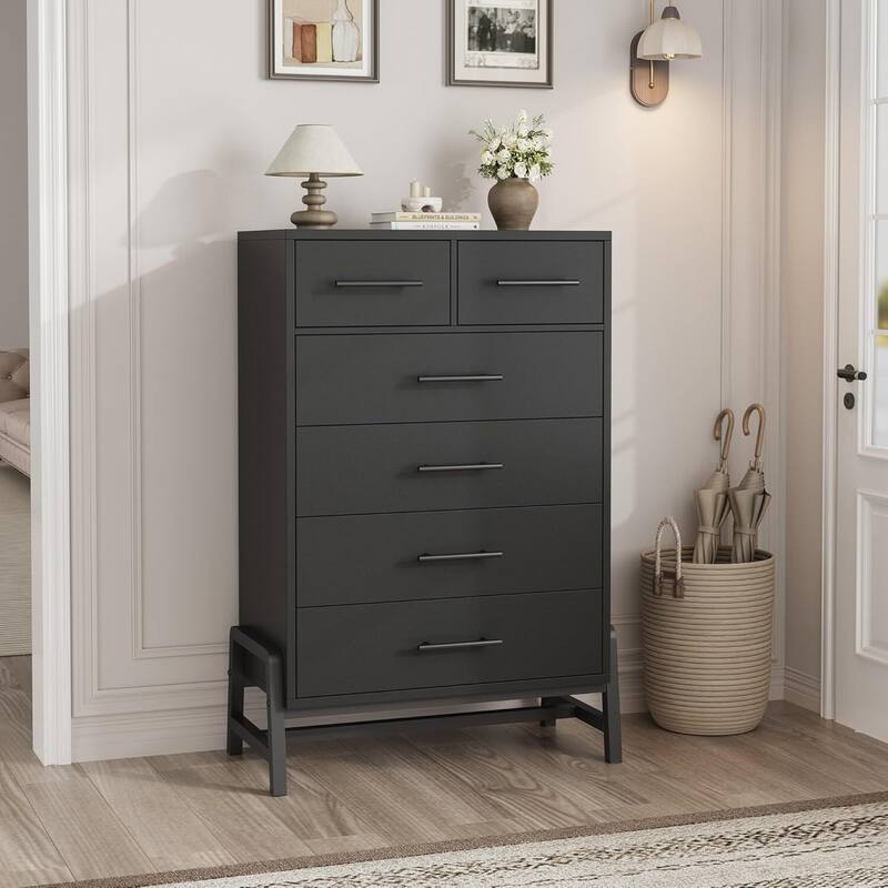6 Drawer Freestanding Dresser Storage Chest for Living Room, Bedroom