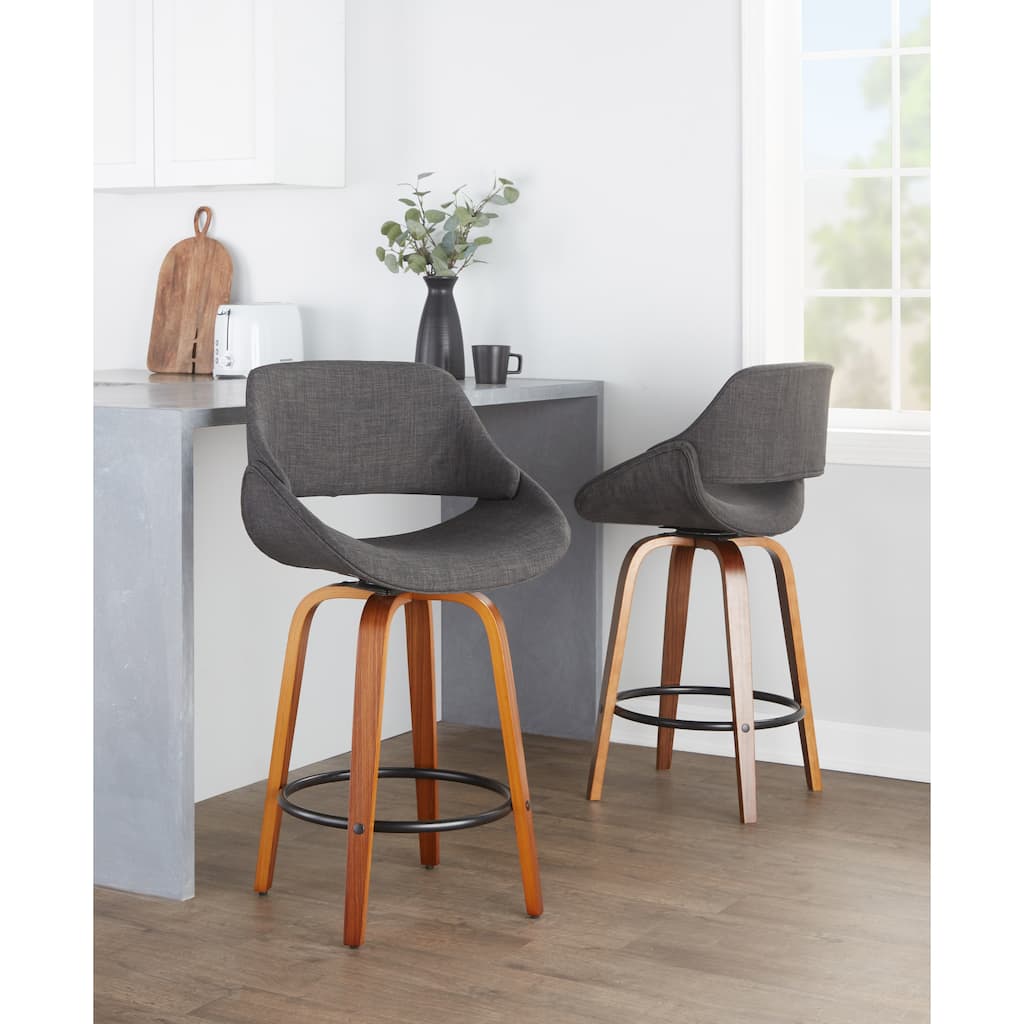 Carson Carrington Svellingen 26" Fixed-Height Counter Stool with Round Black Footrest (Set of 2)