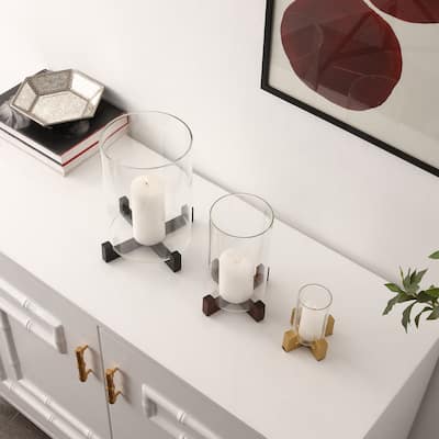 SAFAVIEH Home Nifi Multi Color Metal/Glass Candleholder Set of 3