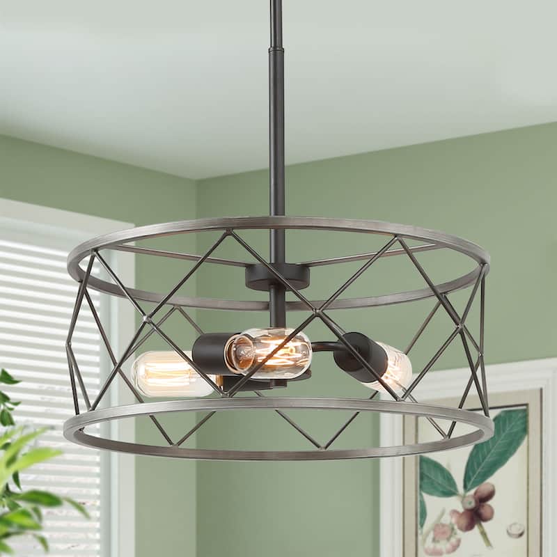 Carbon Loft Modern Drum Mini Chandelier 3-light Ceiling Pendant lights - W 15.7"x H 6.3"