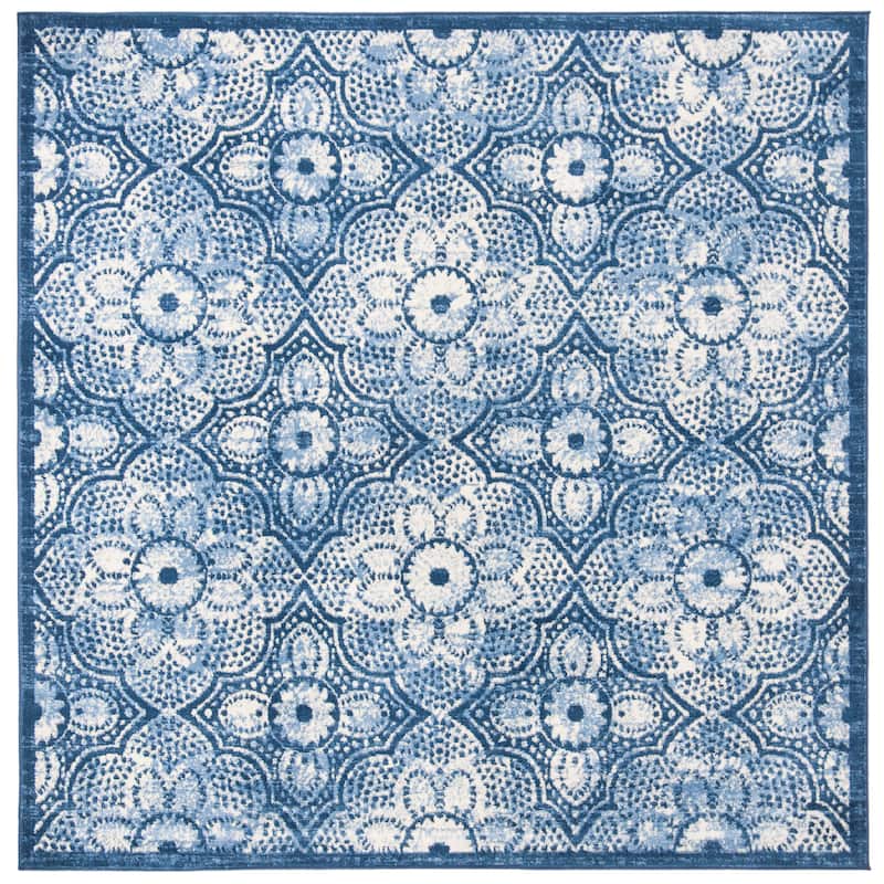SAFAVIEH Brentwood Cira Traditional Oriental Rug - 6'7" Square - Navy/Creme