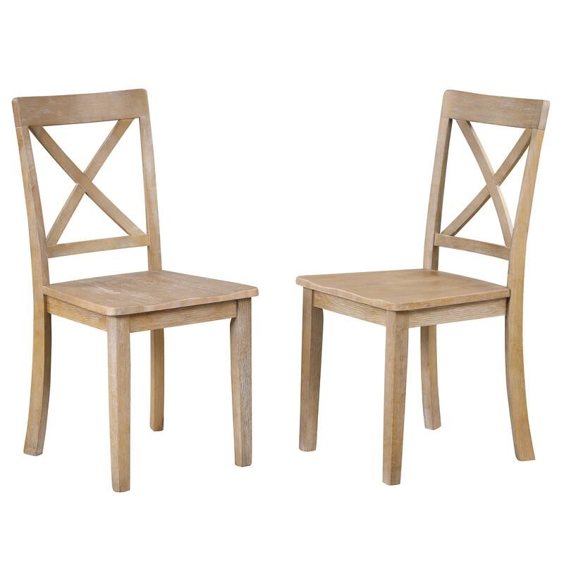 5-Piece Round Dining Table Set Wood Extendable Kitchen Table Set with 4 Upholstered Chairs Farmhouse Dining Set for 4 People