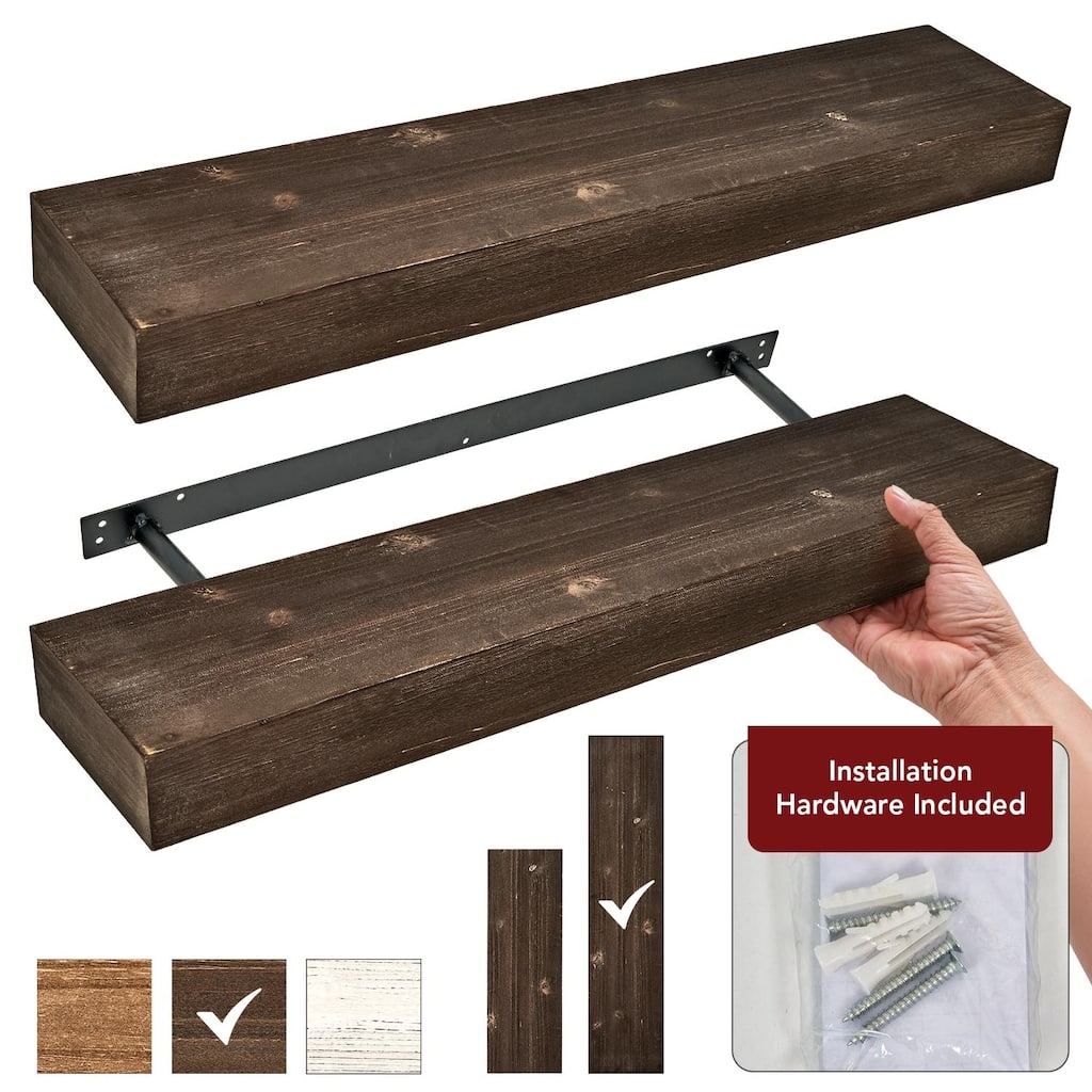 The Gray Barn Haven Rustic Wood Floating Wall Shelf (Large)