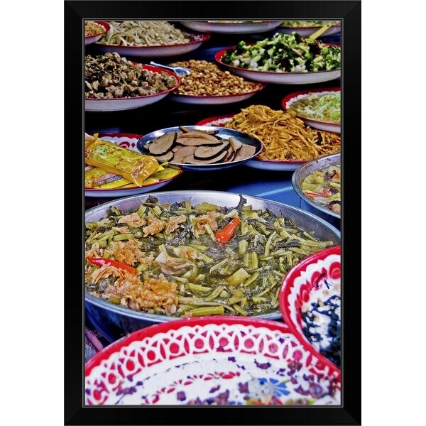 "Thailand, Bangkok, Close-up of unusual delicacies found at street vendor food stalls" Black Framed Print