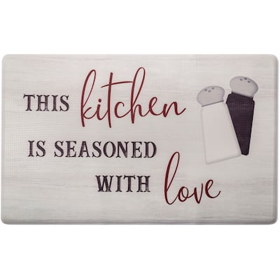 SoHome Cozy Living Seasoned with Love Anti-Fatigue Kitchen Mat, Grey/Red