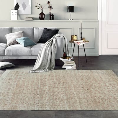 Hand Knotted Rust Tukish Oushak Wool Contemporary Area Rug - 7' 11'' x 9' 10''
