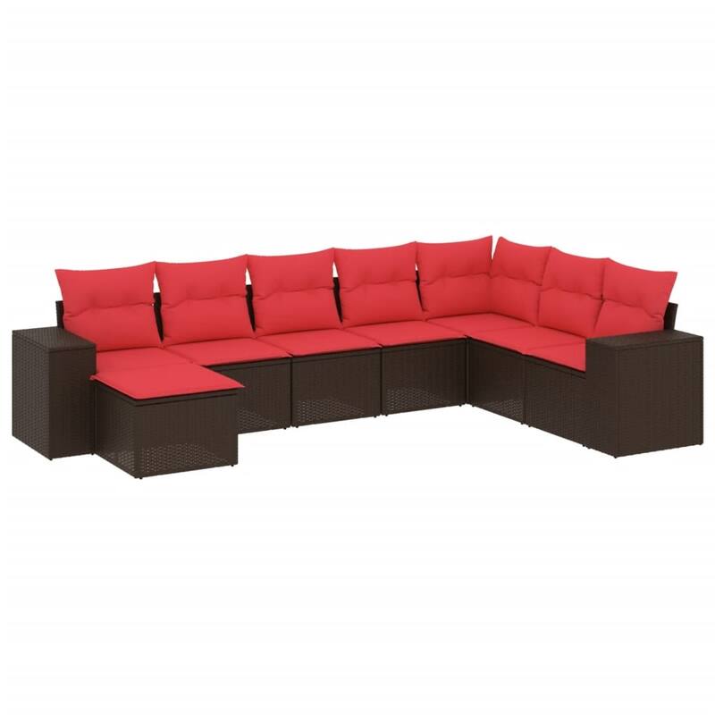 vidaXL 8/9 Piece Patio Sofa Set with Cushions Black/Brown/Gray Poly Rattan - 24.4 x 24.4 x 27.2