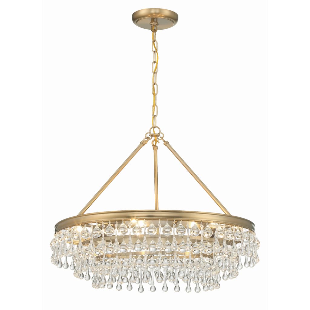Calypso 6 Light Vibrant Gold Chandelier - 25"W x 19.75"H x 25"D