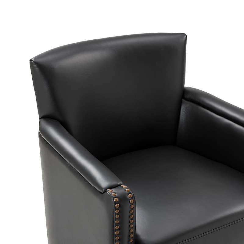 Pascual Classic Genuine Leather Swivel Chair With Nailhead Trim Arm Set of 2 by HULALA HOME