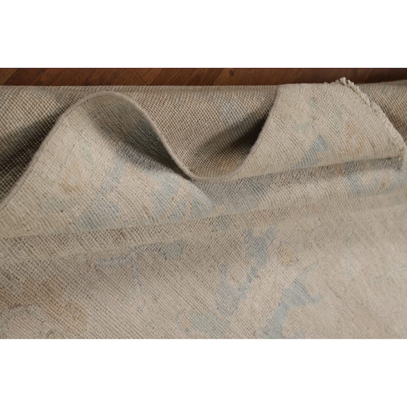 Hand Knotted Oriental 100% Wool Carpet Transitional All-Over Beige & Ivories Oushak Area Rug - 10' 0'' X 8' 0''