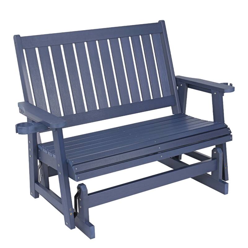 Fortune Candy HIPS Patio Glider 2-Seat with Cup Holders, Heavy Duty 900 LB, All-Weather Resistant