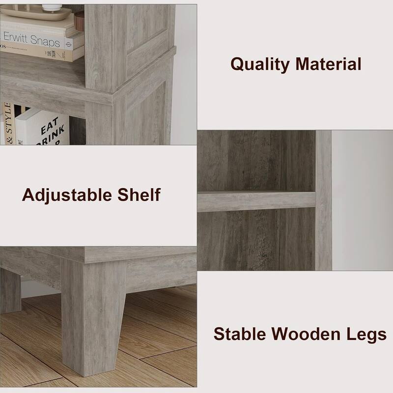 5 Tier Tall Narrow Bookcase with Adjustable Shelves for Living Room Apartment Office - N/A