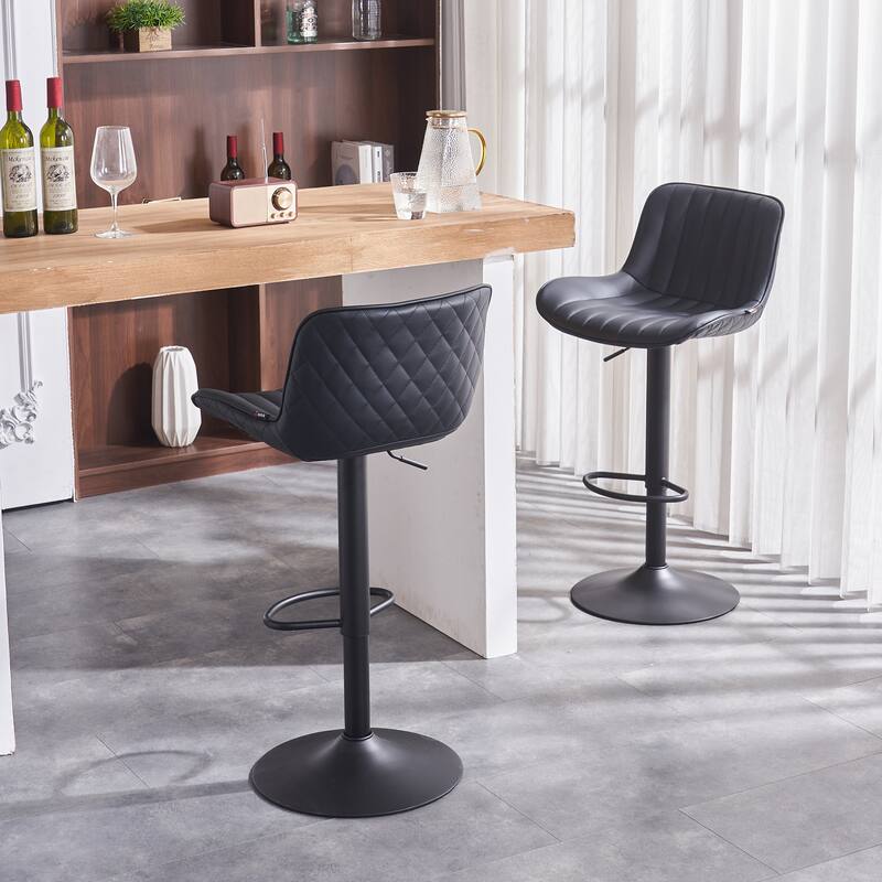 Bar Stools Set of 2, Counter Height Barstools with Back, Leather Bar Chair for Kitchen island