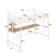 preview thumbnail 9 of 26, Modern Style Twin Metal Loft Bed with Desk, Shelve, 4-step Ladder and Guardrail, Creative Structure & Good Stability, White