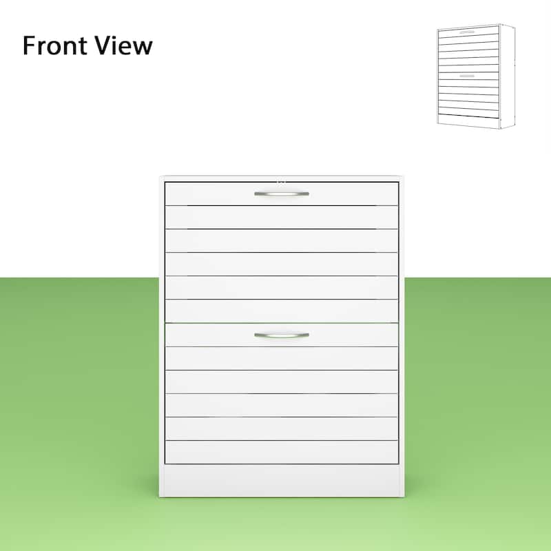 Shoe Storage Cabinet Two Drawer Space Saving Grey/Oak/White Dresser